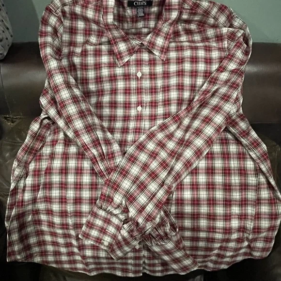 Festive Red, Green, & White Plaid Shirt - Picture 3 of 5